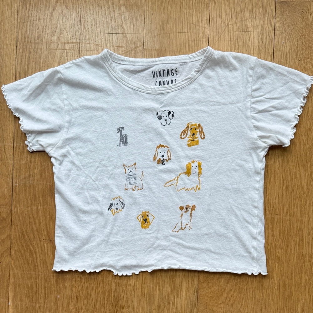 White T-Shirt with Dog Print